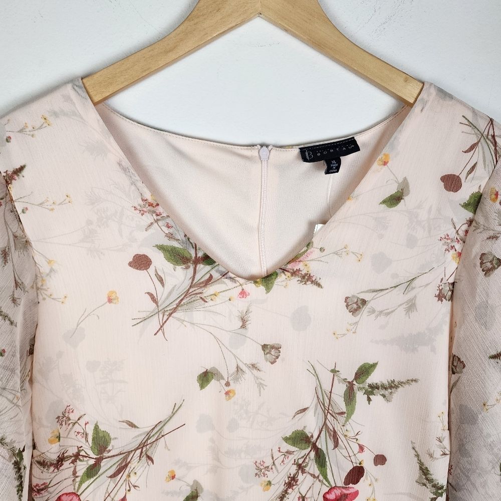 NWT Bobeau Rose Floral Chiffon Midi Dress Pink XL Romantic Coquette Boho - Picture 15 of 16